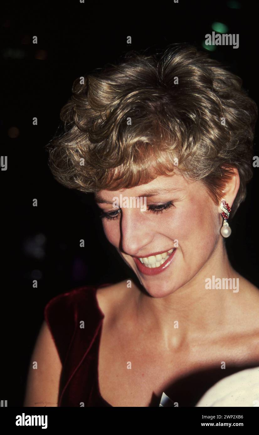 Diana, The Princess of Wales at The Barbican 23rd January 1992   Photo by The Henshaw Archive Stock Photo