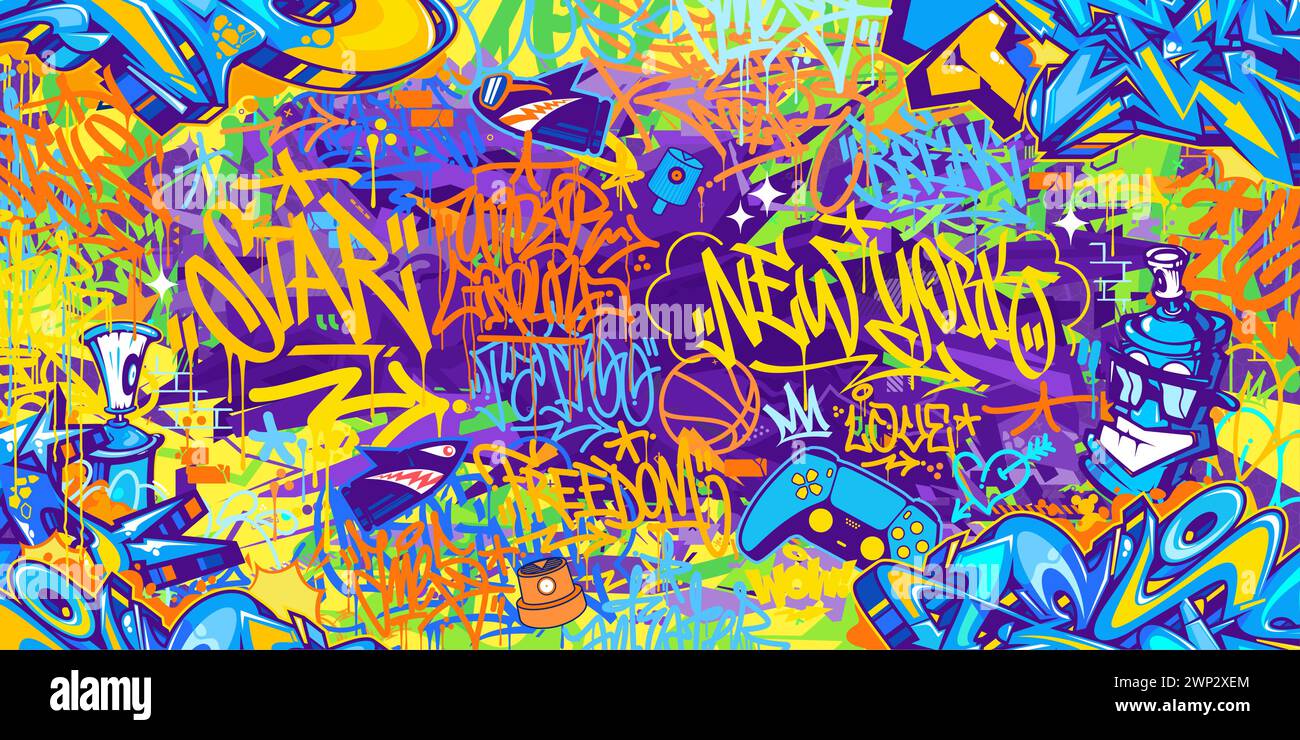Abstract Graffiti Hiphop Lip Round Rug