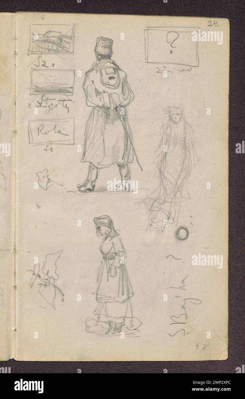 Mr Czyża inverted his back, two female characters, studies to paintings; Verso: Rest of the niaczek, post Ma Stanis Awski, Jan (1860-1907); 1885 (1885-00-00-1885-00-00); Stock Photo