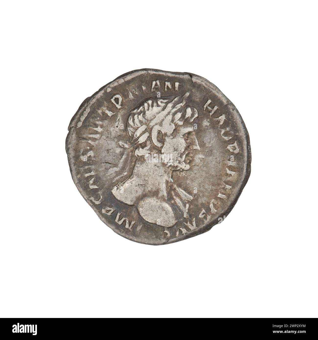 denarius; Hadrian (76-138; Roman emperor 117-138); 119-122 (118-00-00-118-00-00);Fortuna (personification), abundance horns, reins, laurel wreaths Stock Photo