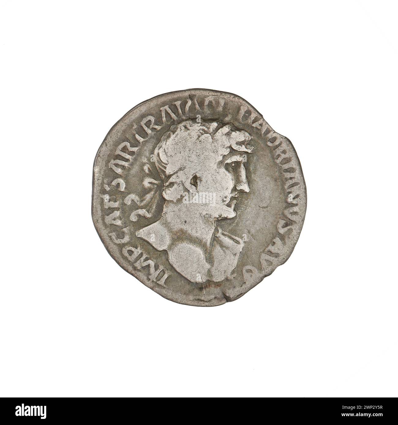denarius; Hadrian (76-138; Roman emperor 117-138); 119-122 (118-00-00-118-00-00);PAX (personification), scepters, branches, busts, laurel wreaths Stock Photo