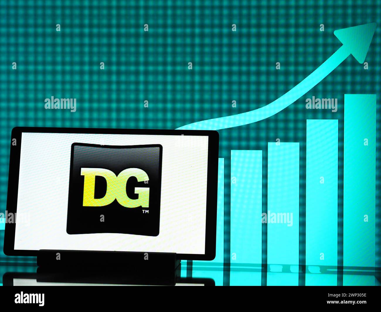 In this photo illustration, the Dollar General Corporation logo seen displayed on a tablet Stock Photo