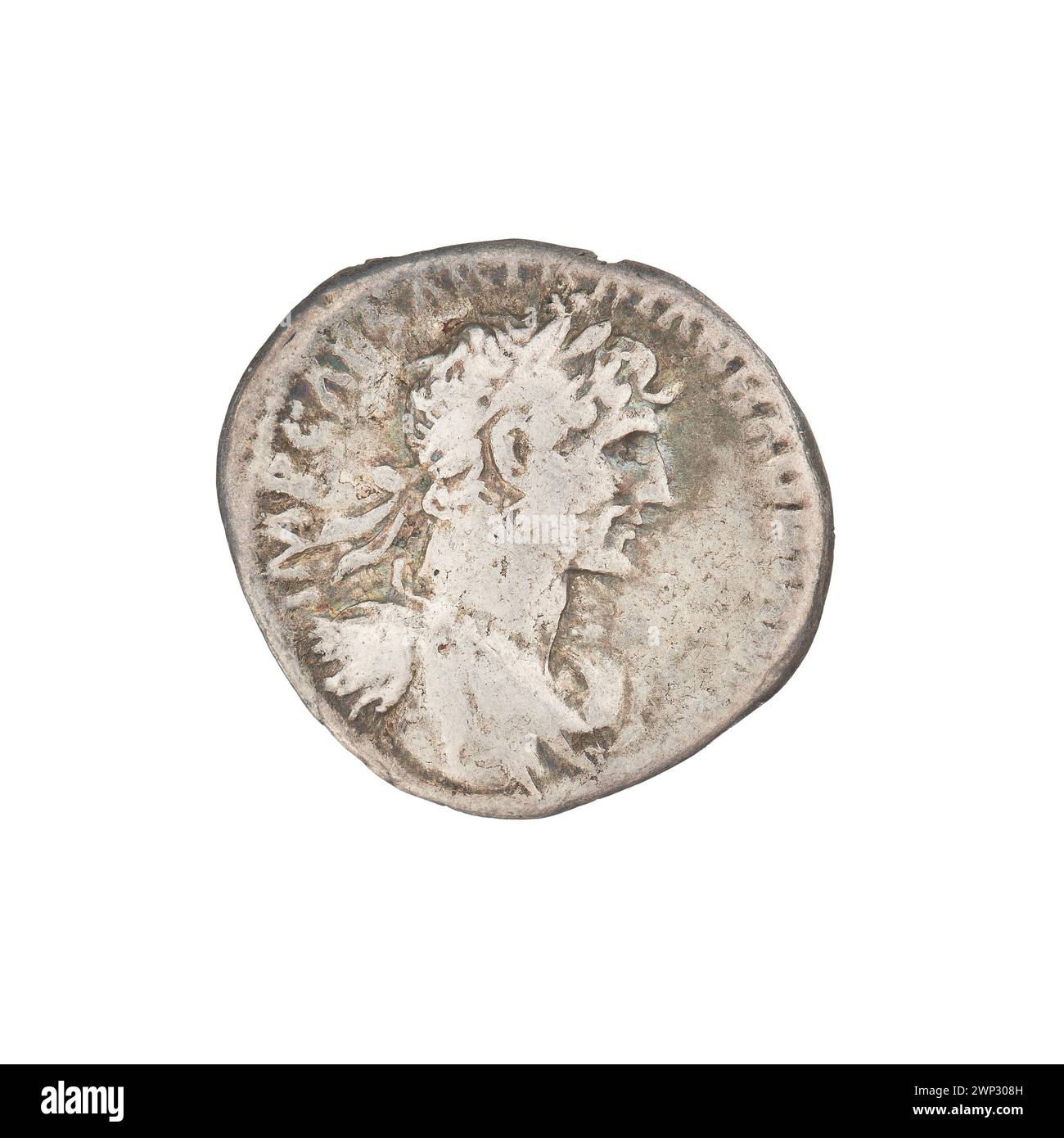 denarius; Hadrian (76-138; Roman emperor 117-138); 118 (118-00-00-118-00-00);Pietas (personification), busts, veils, laurel wreaths Stock Photo