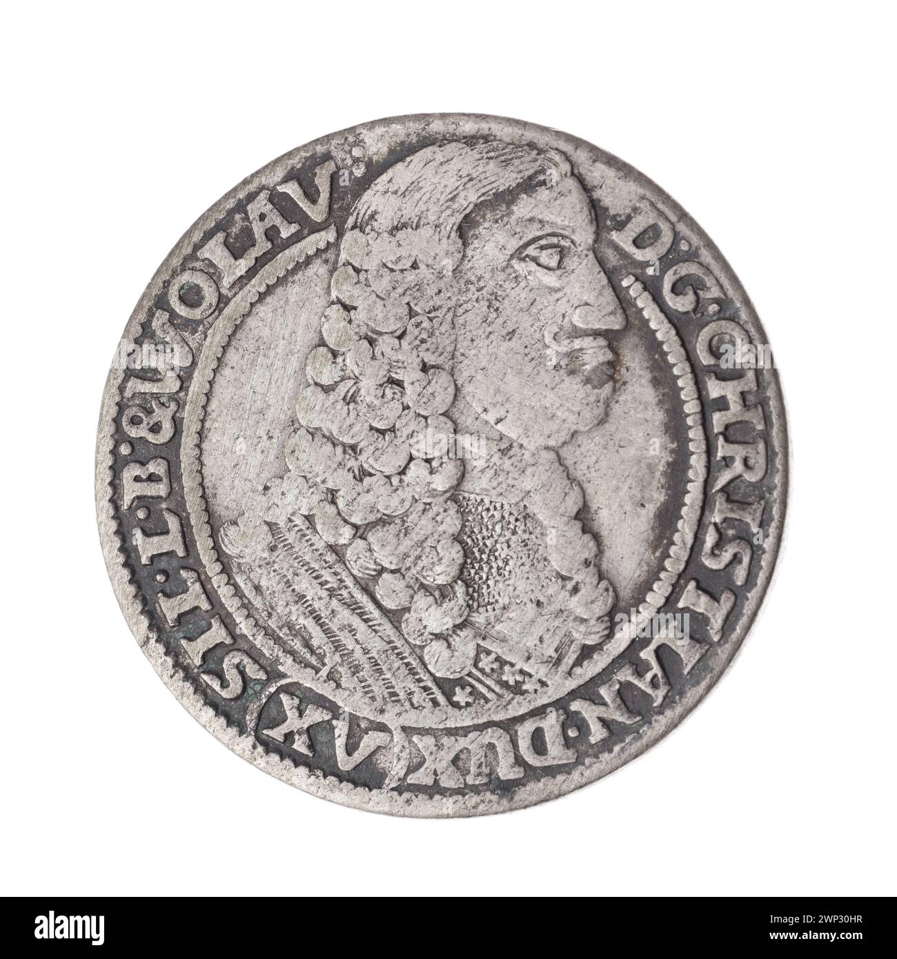 A 15 Krajcars coin from 1664 depicting Christian, Prince of Brest ...