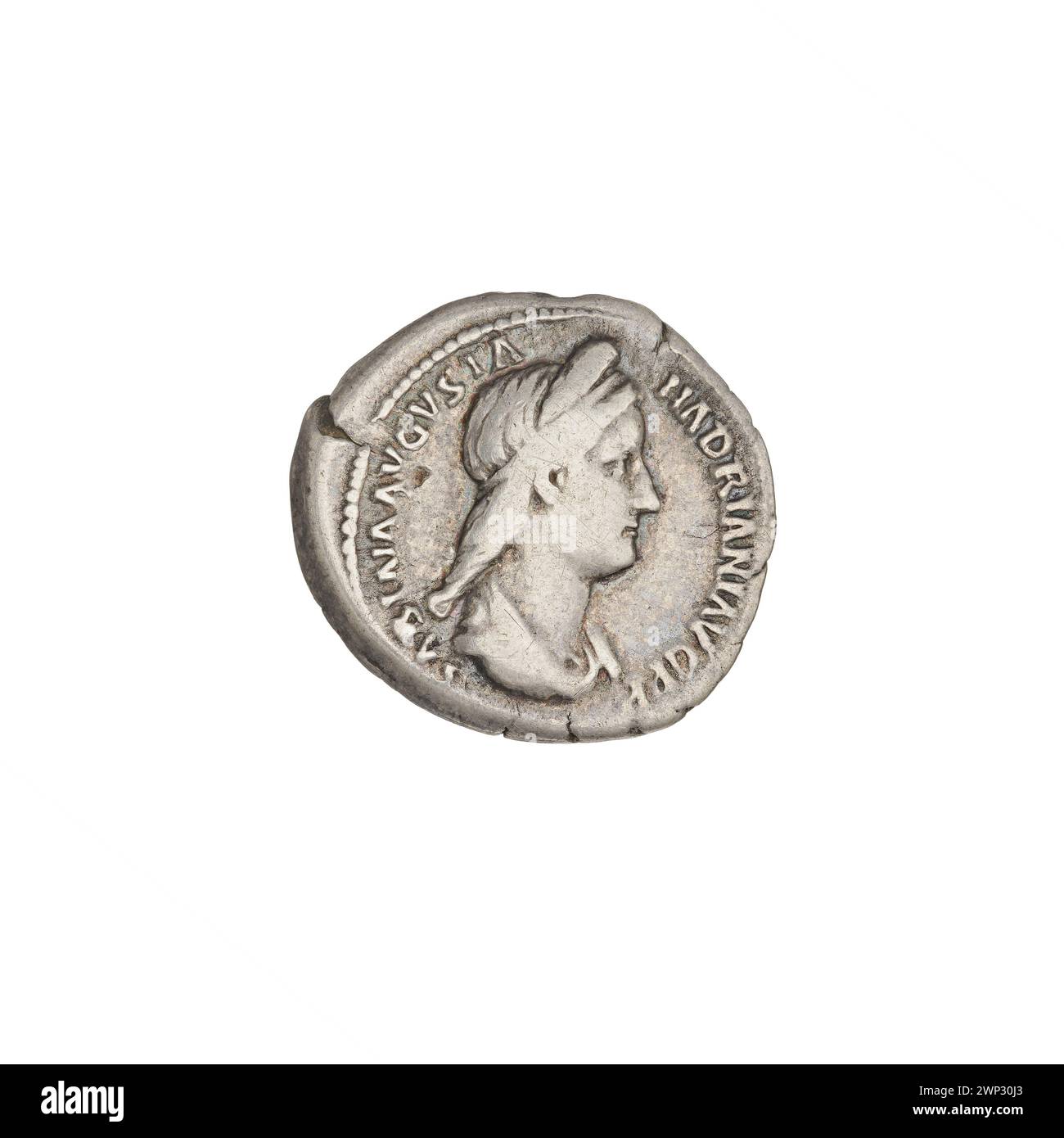 denarius; Sabina (83-137; Roman Empress 117-137), Hadrian (76-138; Roman emperor 117-138); 128-134 (134-00-00-138-00-00);Pudicitia (Personification), busts, veils Stock Photo