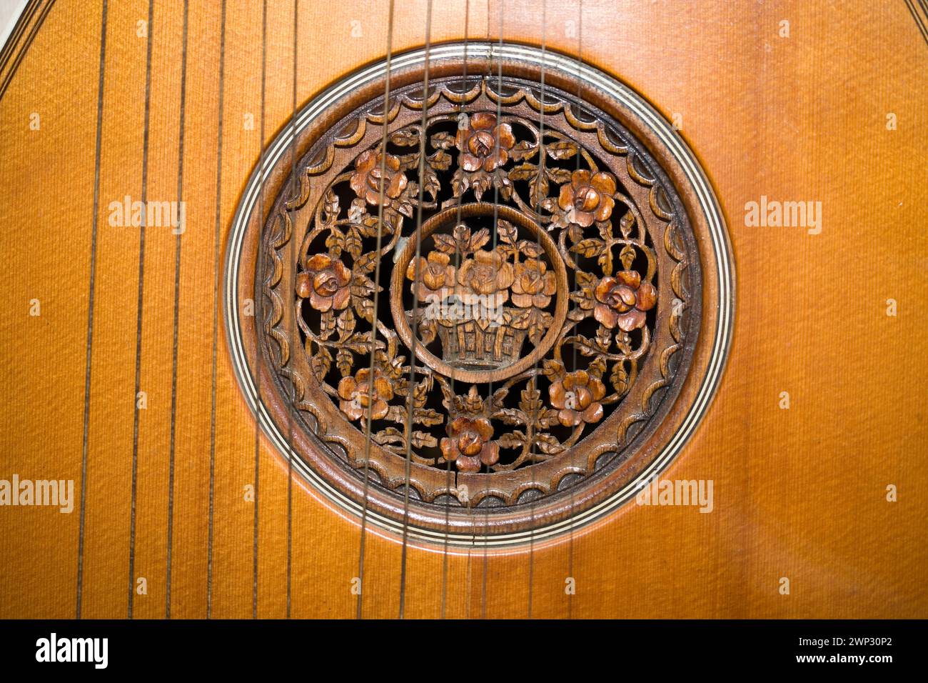 Soundhole decoration of a lute Stock Photo