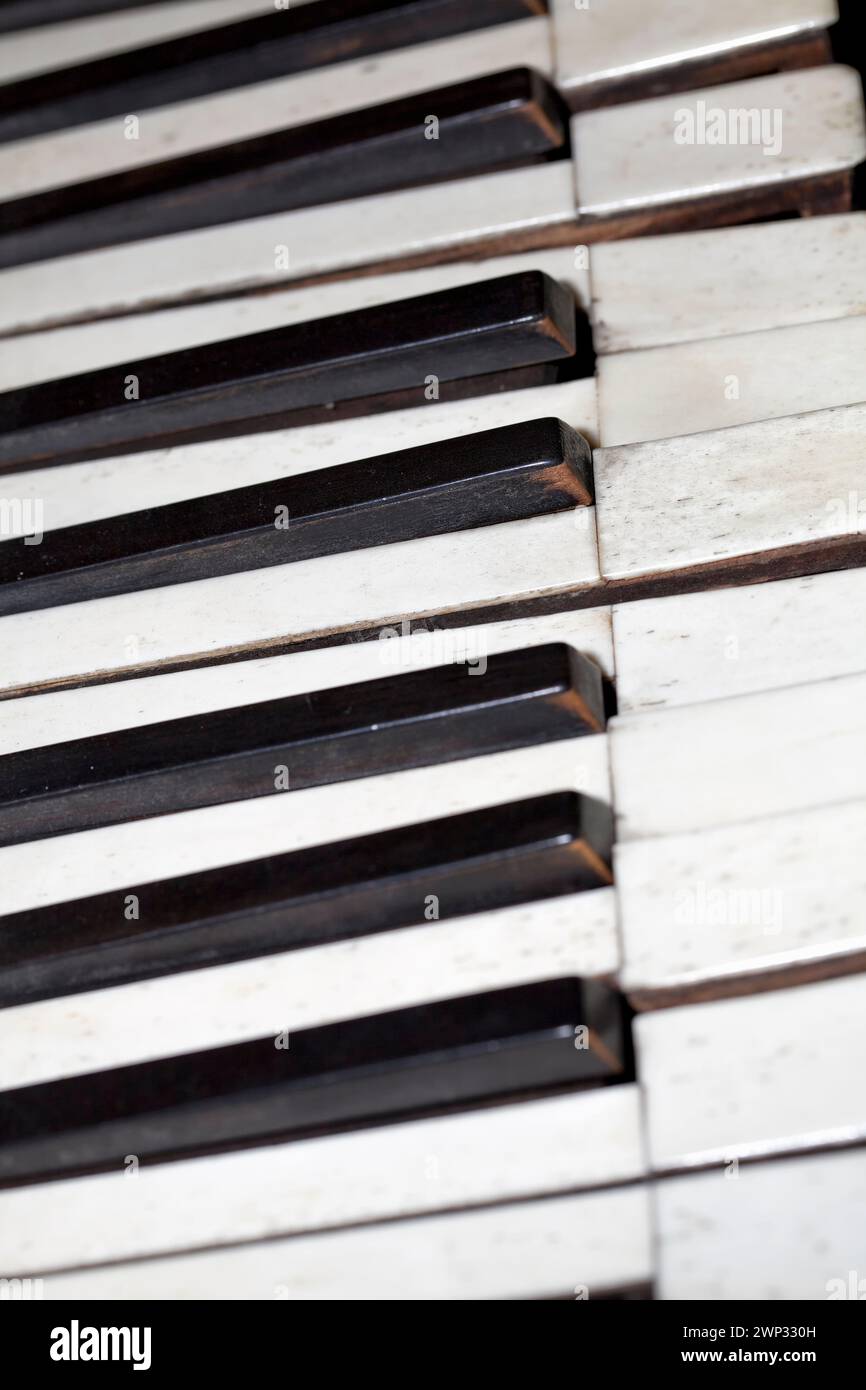 Old Piano keyboard Stock Photo