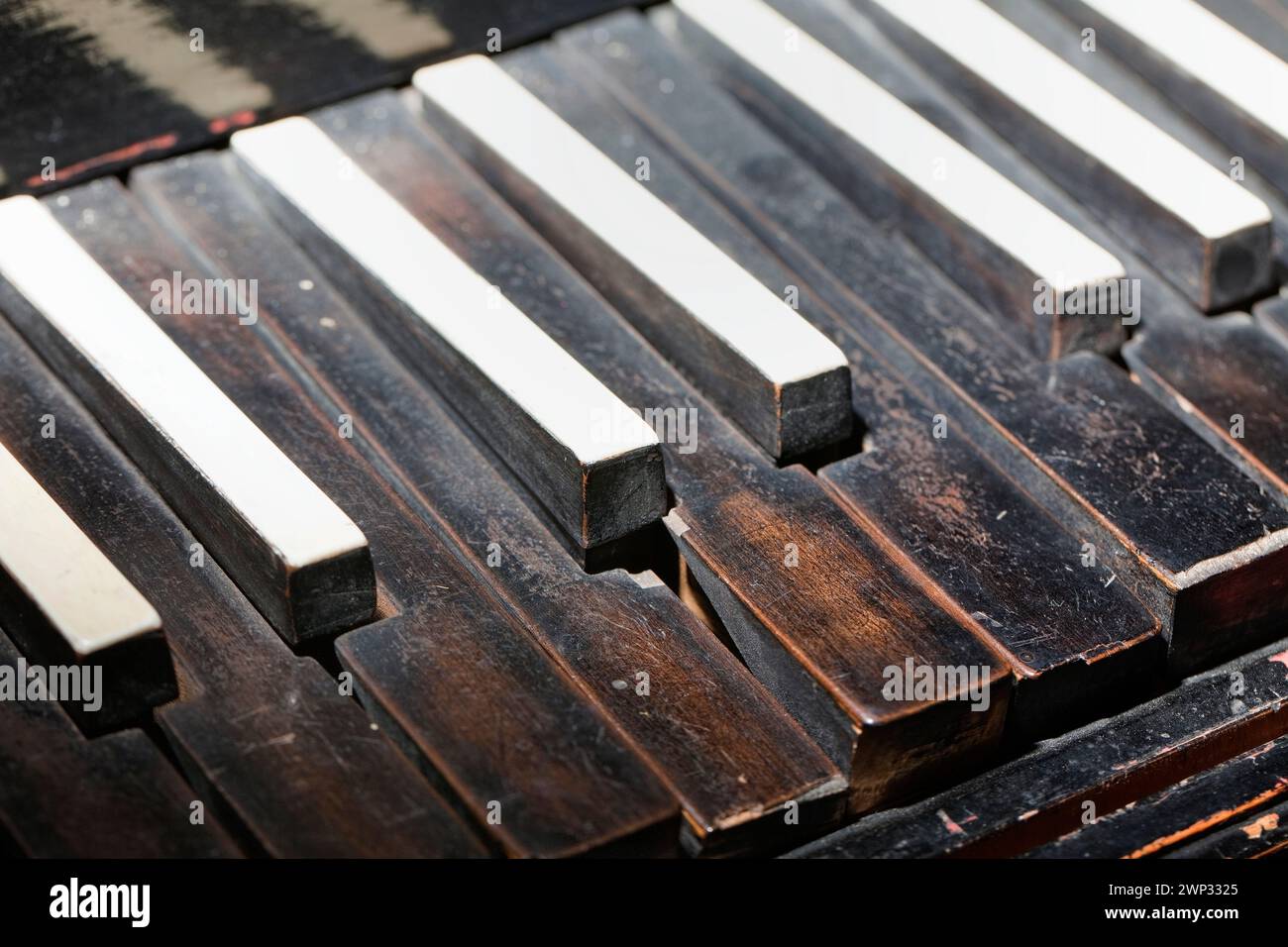 Old Piano keyboard Stock Photo