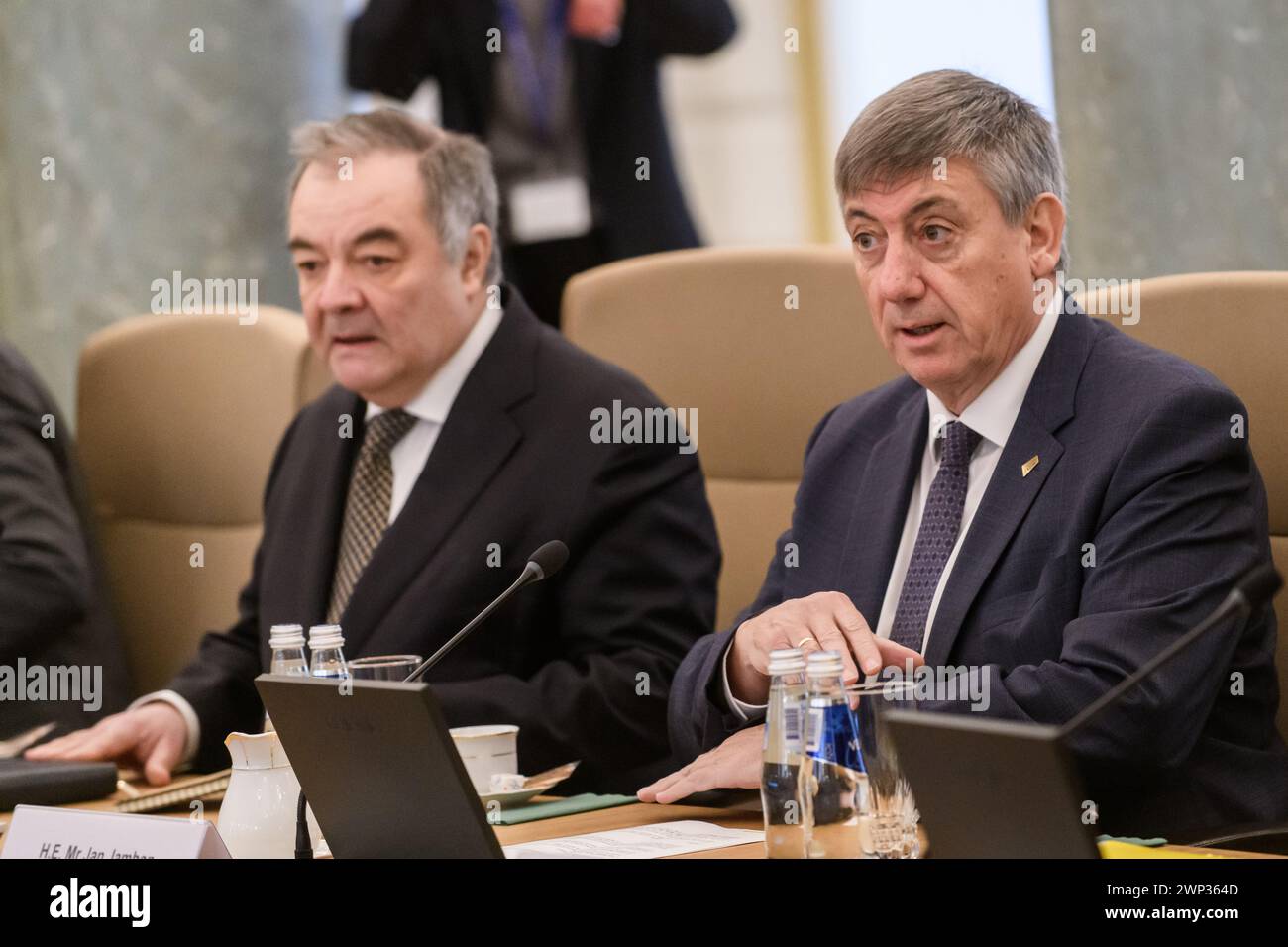 RIGA, Latvia. 5th Mar, 2024. Jan Jambon (at photo), Minister President of Flanders meets with Evika Silina, Prime Minister of Latvia. Credit: Gints Ivuskans/Alamy Live News Stock Photo