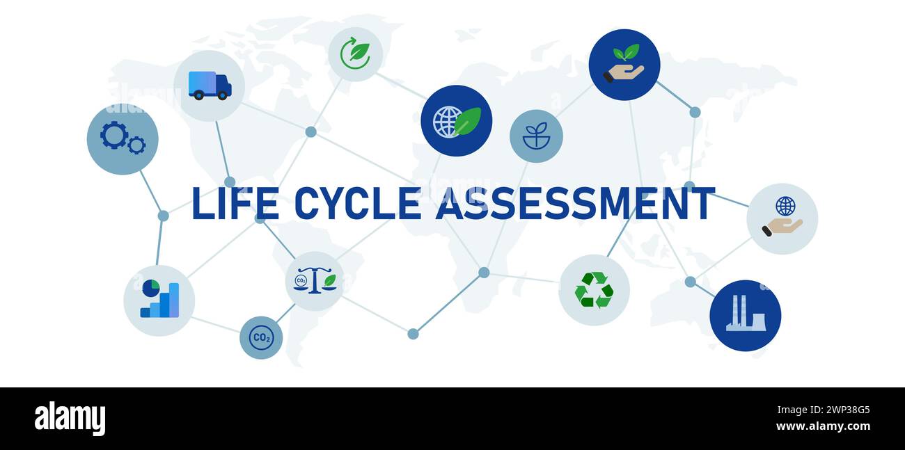 icon life cycle assessment analysis environmental for process management product Stock Vector
