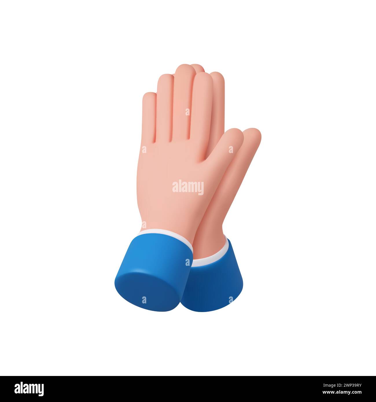 3d Cartoon character hands prayer gesture. Hope concept. 3d rendering. Vector illustration Stock Vector