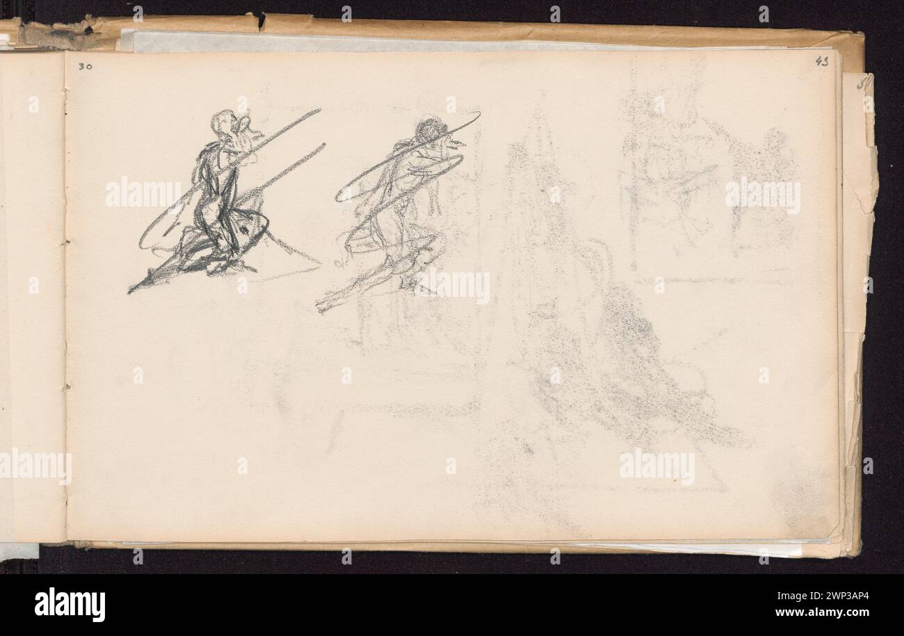 Figural sketches Verso: Sketch of the post composition sittingRenault, Wanda (1910-1990) - collection, figural sketches, composition sketches, purchase (provenance) Stock Photo