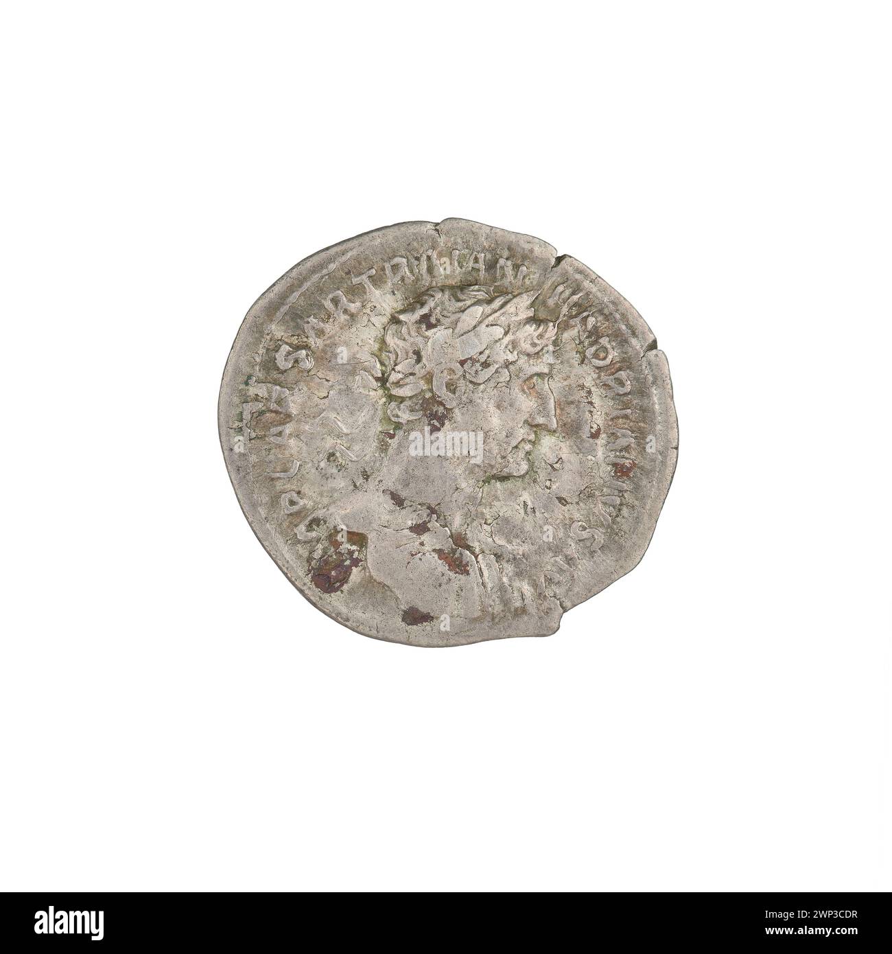 denarius; Hadrian (76-138; Roman emperor 117-138); 118 (114-00-00-117-00-00);Concordia (personification), heads, plates, laurel wreaths Stock Photo
