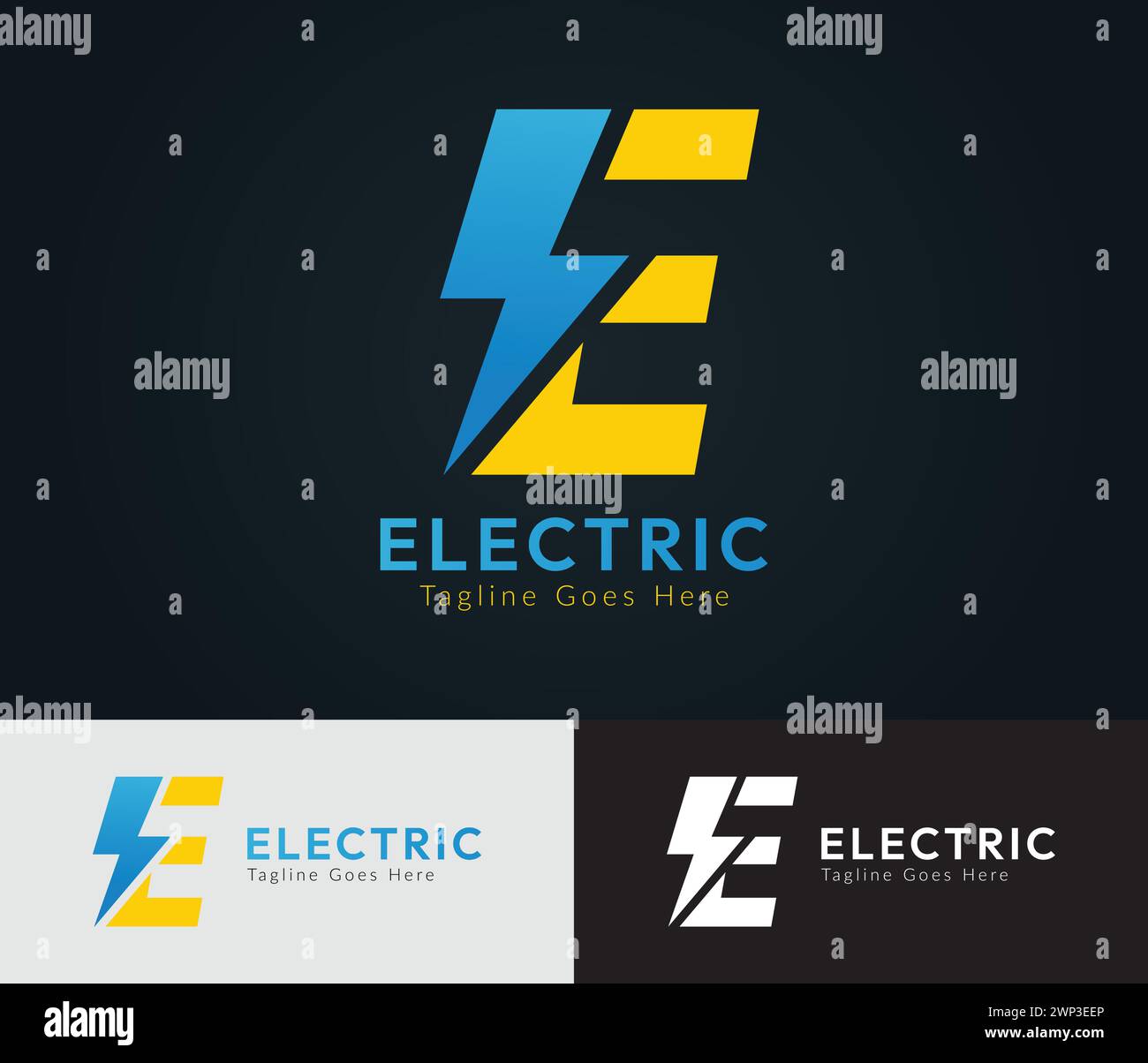 Electric Logo Template Initial E Letter with Lightning Bolt Logo Template Electric Bolt Stock Vector