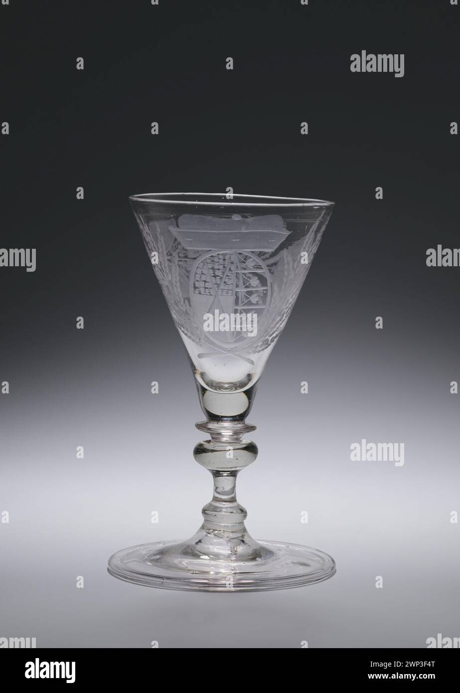 Glass object from Non-Lona Huta dated between 1690 and 1710, showing ...