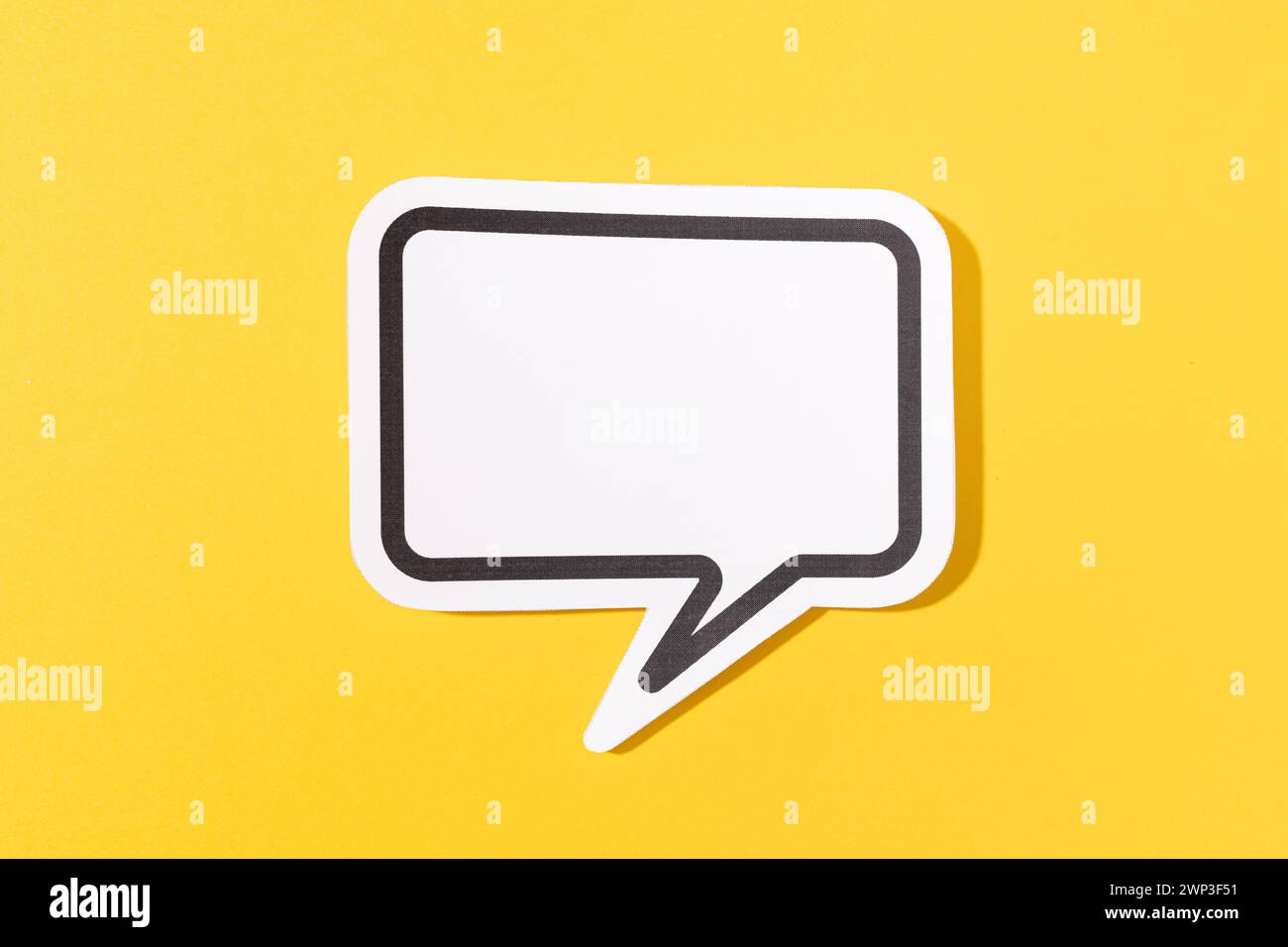 Blank Speech Bubble isolated on yellow background. Mock up template ...