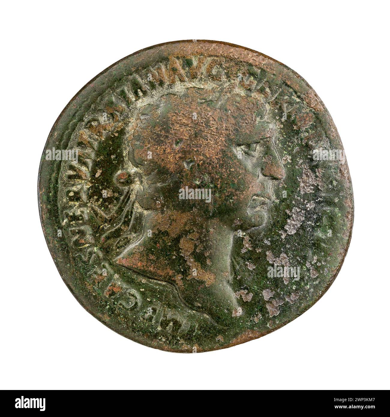 Sesterce coin from 103 AD featuring Roma in a seated pose, depicted ...