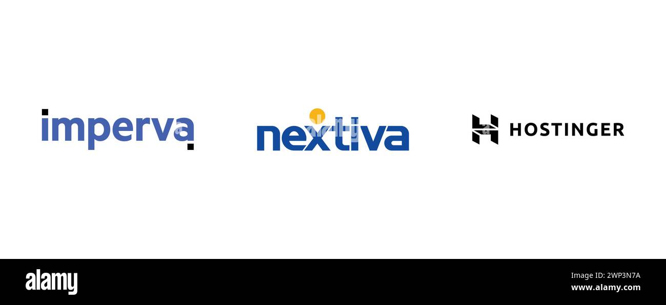 Nextiva, Imperva, Hostinger. Collection of top brand logo Stock Vector ...