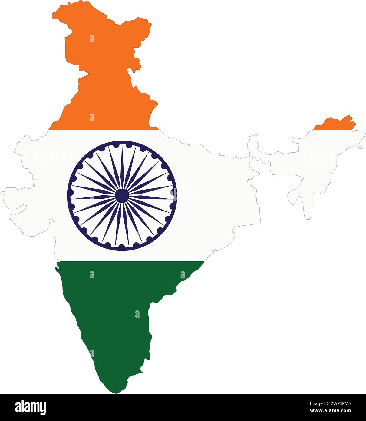 India Flag in India Map, India Map with Flag, Country Map, India with Flag, Nation Flag Stock Vector