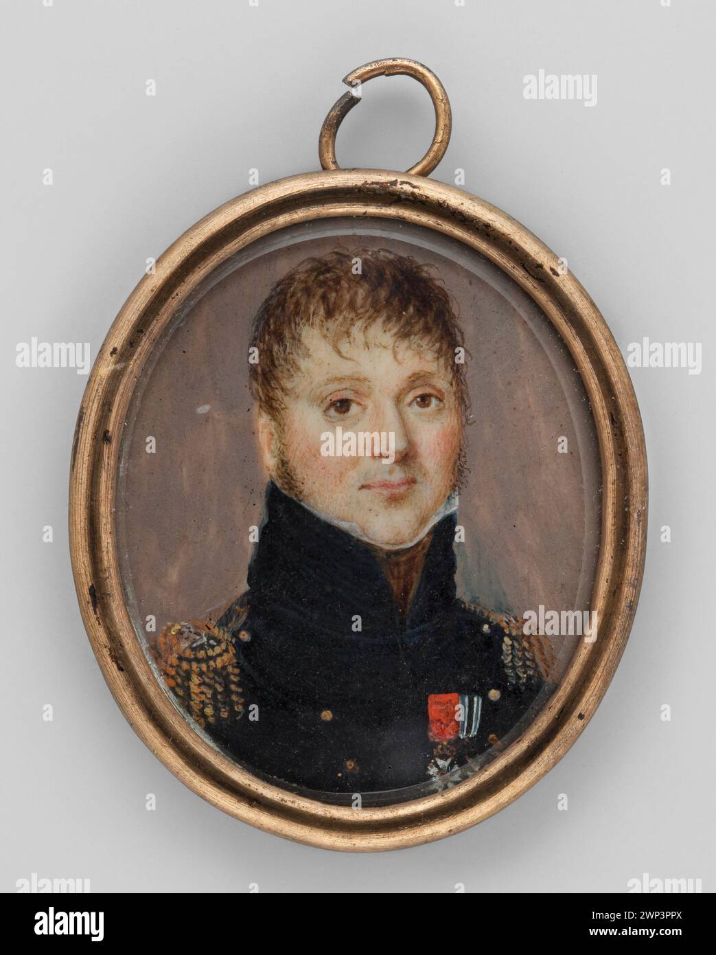 Portrait of a young man in the uniform of the French army canyon;  1812 (1812-00-00-1812-00-00);Order of the Legion of Honor, Strzałecki, Antoni Jan (1844-1934) - collection, amateurs, foreign miniatures, uniforms, men, orders, portraits en face, men's portraits, soldiers Stock Photo