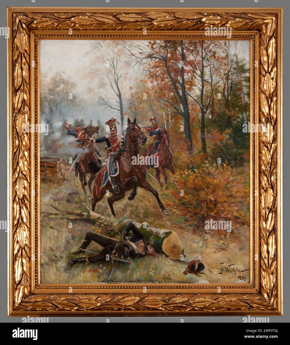 Autumn, riders, horses, forests, Napoleonics, tree trunks, skirmishes ...