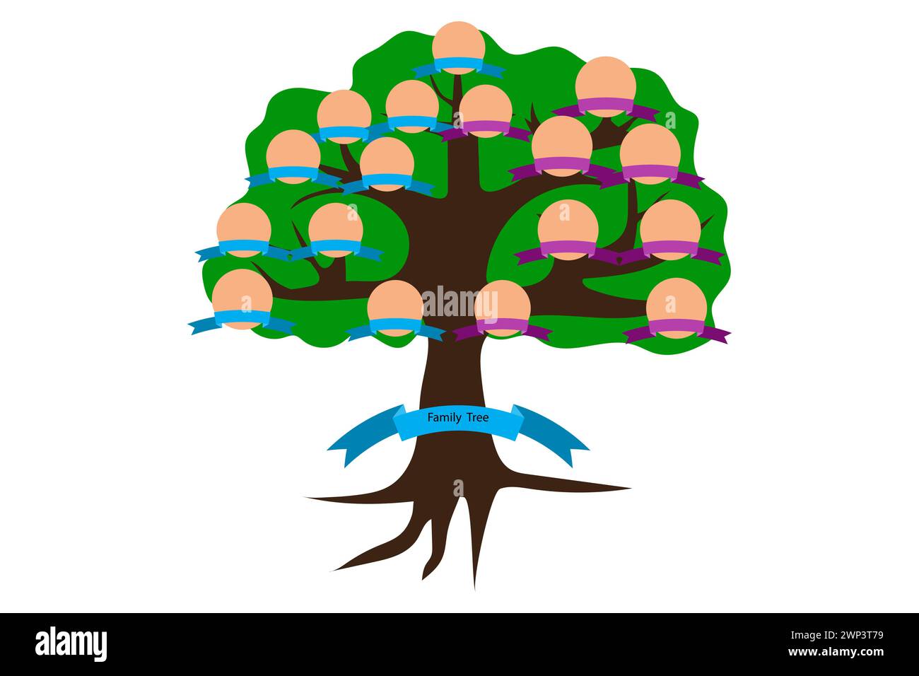 Cartoon family tree. Team concept. Design template. Vector illustration ...