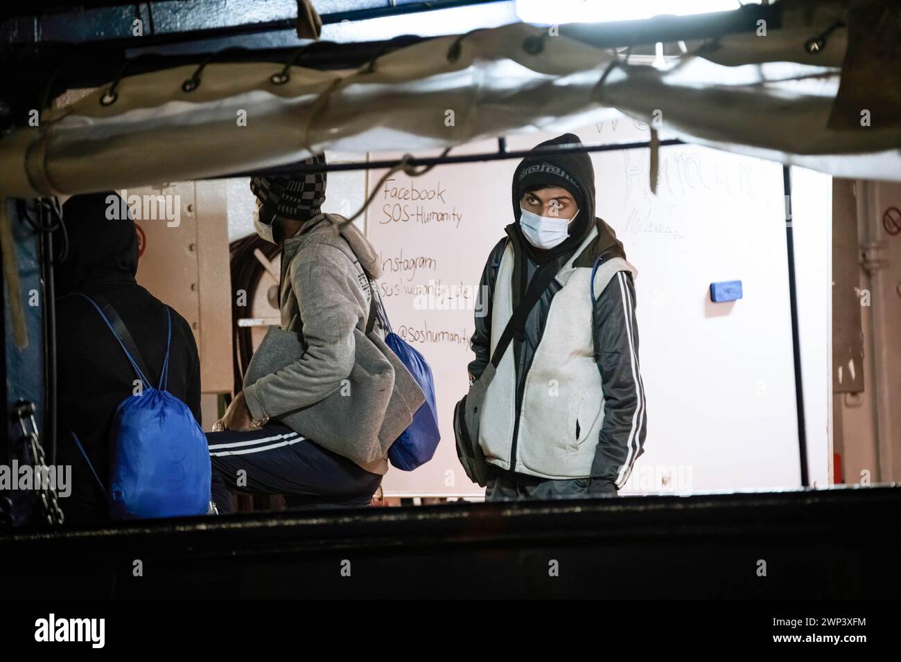 A migrant seen on board. The rescue ship Humanity 1 of the German NGO ...