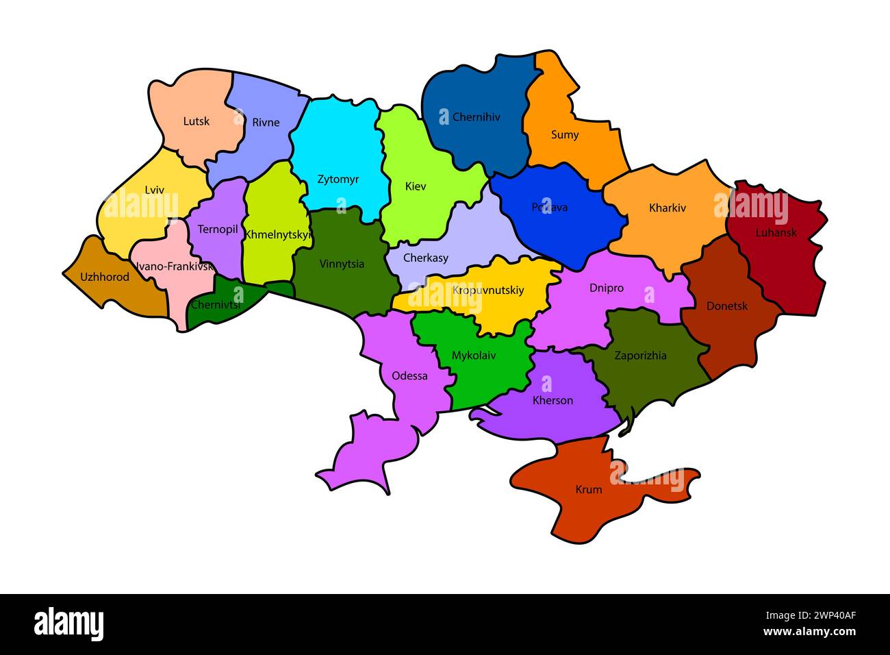 Color map of ukraine. Vector illustration. Stock image. EPS 10. Stock Vector