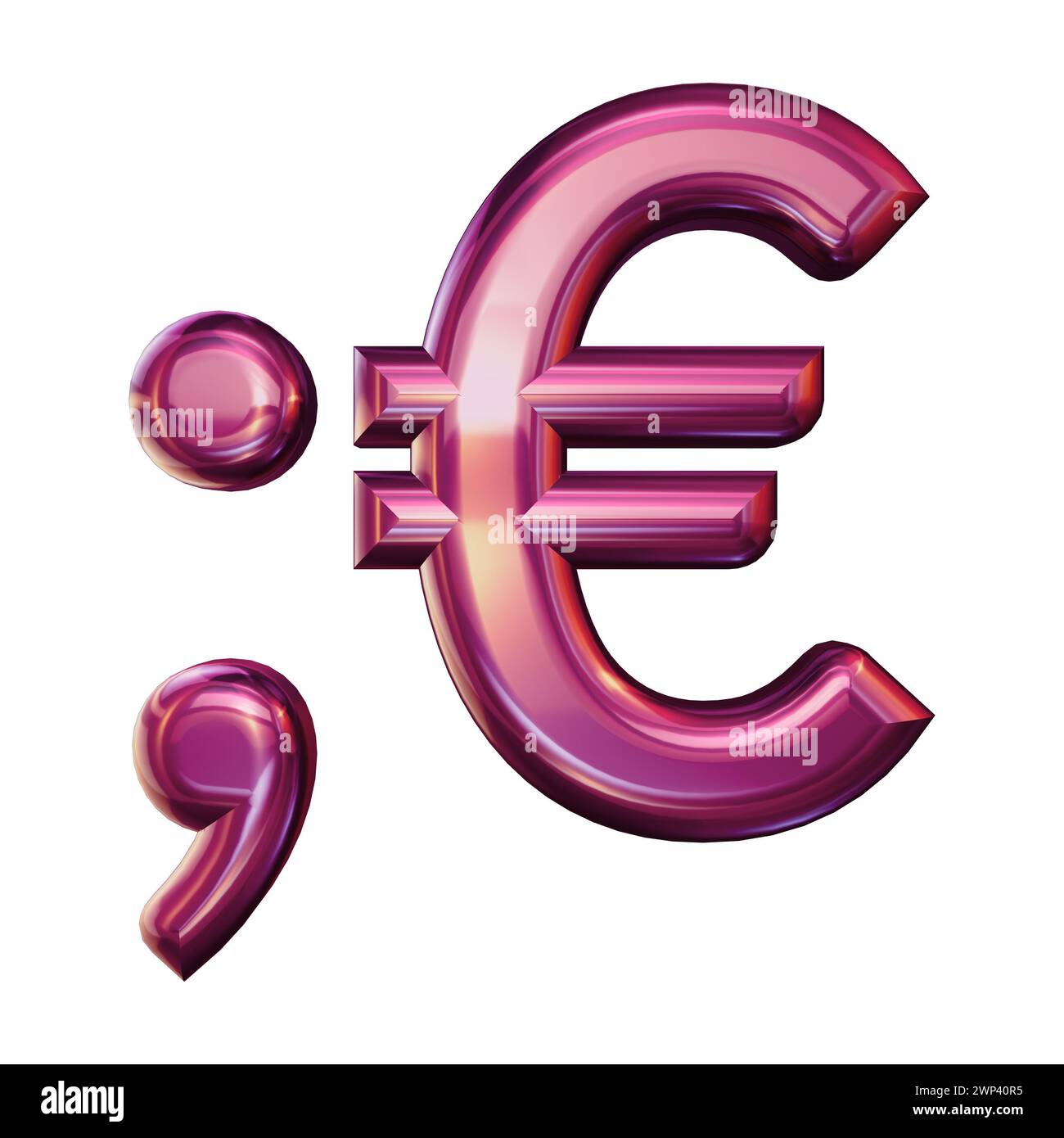 set of 3d numbers made of pink metal, number nine, 3d rendering Stock Photo