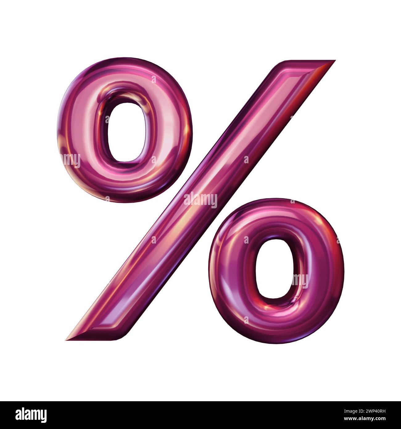 set of 3d numbers made of pink metal, number nine, 3d rendering Stock Photo