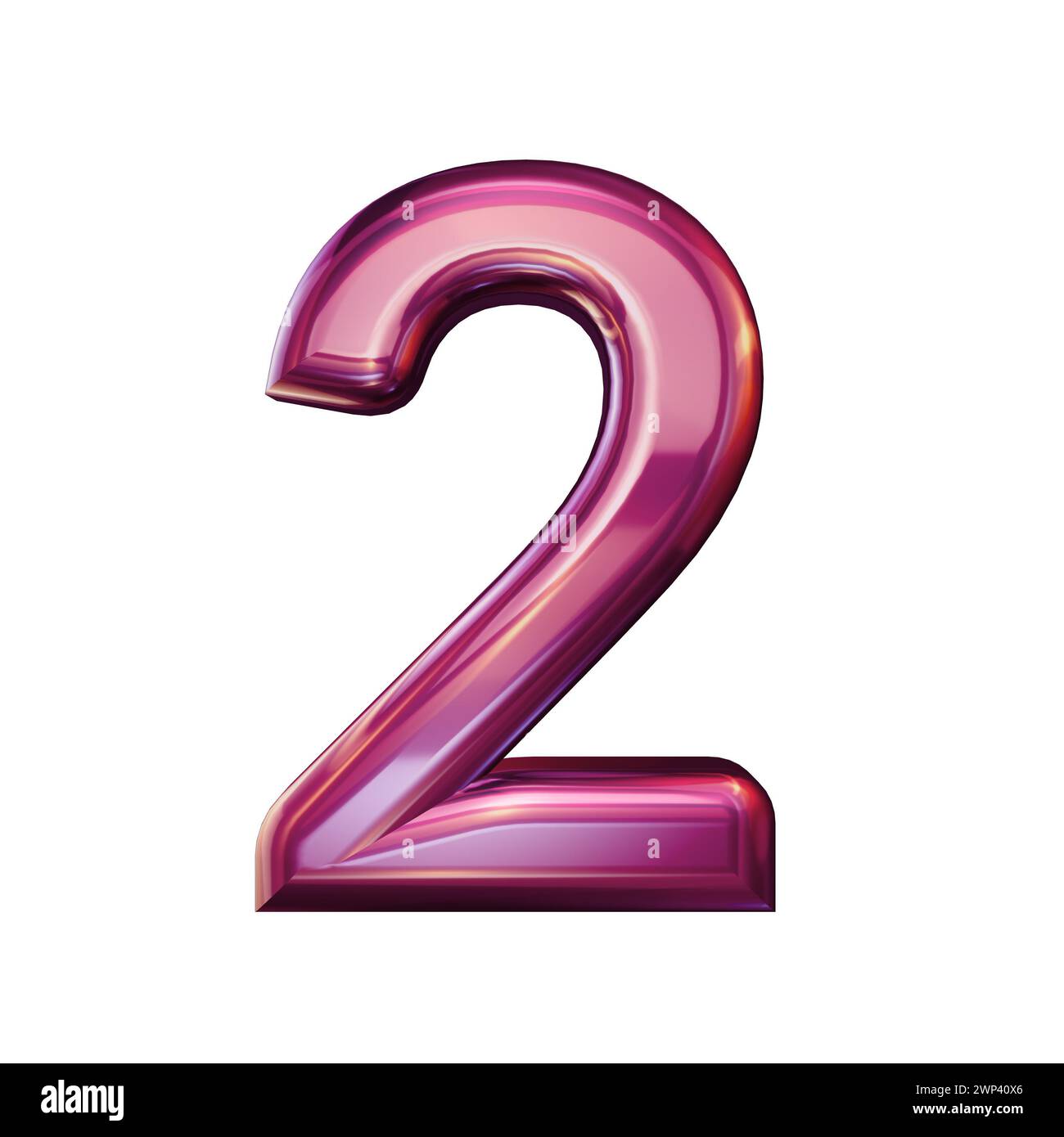 set of 3d numbers made of pink metal, number nine, 3d rendering Stock Photo