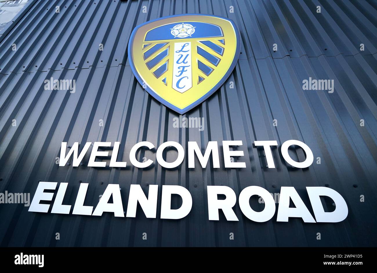 a-general-view-of-a-large-sign-of-the-leeds-united-badge-from-outside