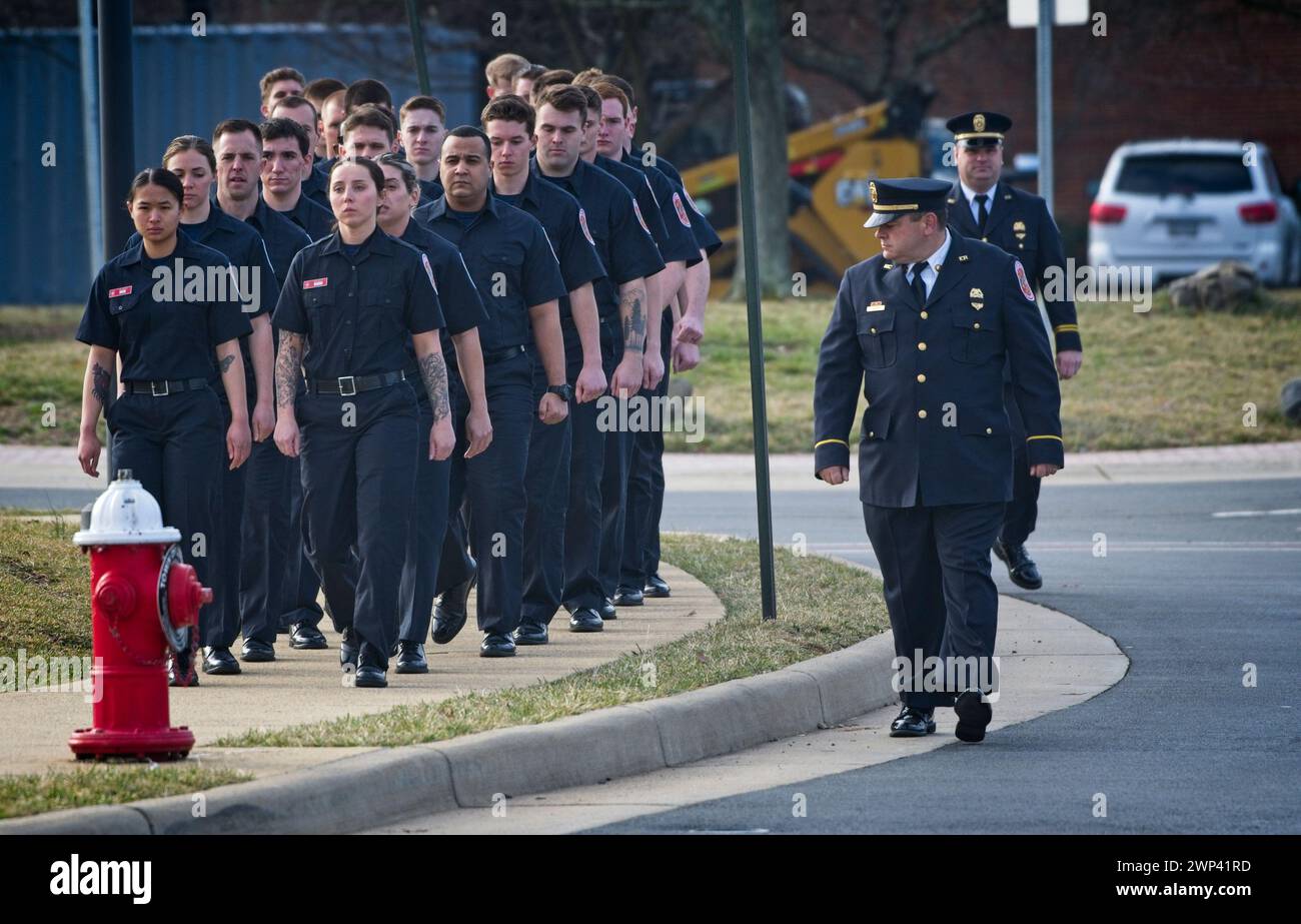 UNITED STATES - 03-04-2024: Members of the firefighter community turned out today by the thousands for the funeral for Trevor Brown the firefighter ki Stock Photo