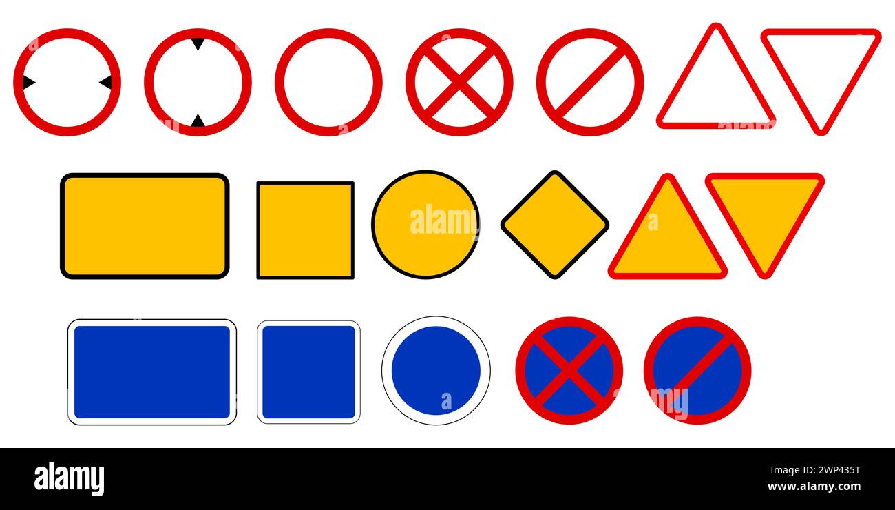 Priority road signs. Prohibition road signs. Mandatory road signs. Traffic Laws. Vector illustration. stock image. EPS 10. Stock Vector