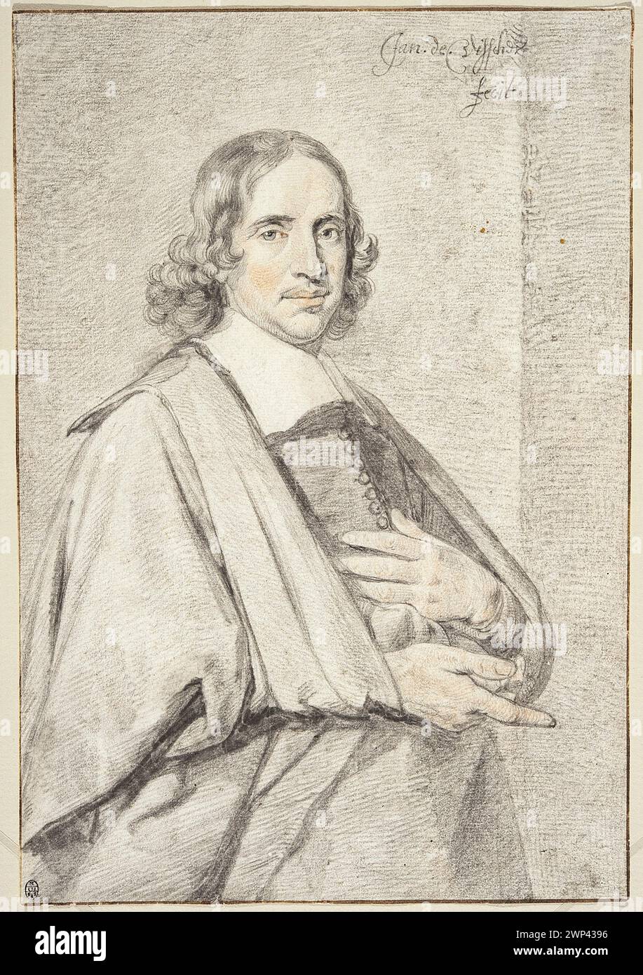Portrait of Bernardus Somer preacher (1642-1684); Visscher, Jan de (Ca 1633/1634-1712); after 1671 (1671-00-00-1682-00-00);Bloch, Jan Gottlib (1836-1902), Bloch, Jan Gottlib (1836-1902)-collections, Mouriau, A. (fl. Ca 1801-1850), Mouriau, A. (Flow. Ca 1801-1850)-collections, collections, Somer, Bernardus (1642-1684), Society for the Encouragement of Fine Arts (Warsaw - 1860-1940) - collection, in the workshop of the Dutch master (National Museum in Warsaw - exhibition - 18.05.2017-20.08.2017), Kalwini, preachers, portraits, portraits, portraits, portraits, portraits Men's portraits, engraving Stock Photo