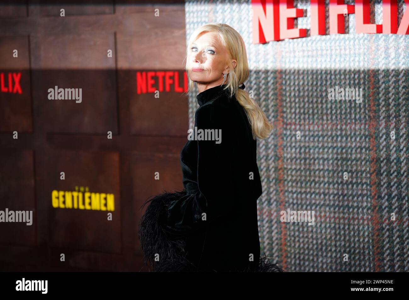 Joely Richardson attending the premiere of Netflix series The Gentlemen at the Theatre Royal Drury Lane, London. Picture date: Tuesday March 5, 2024. Stock Photo
