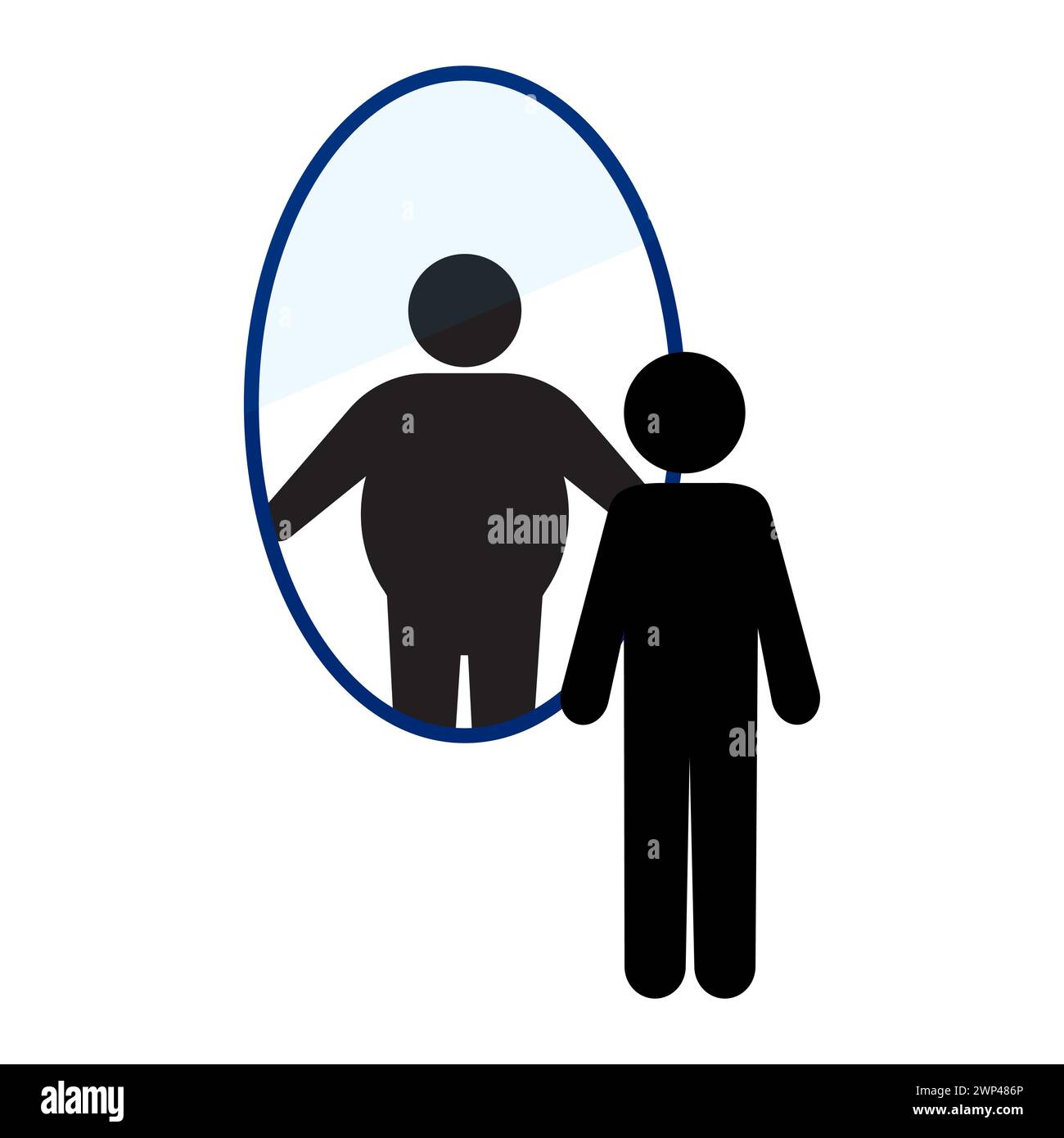 Icon with black fat skinny people for concept design. Silhouette illustration. Vector illustration. stock image. Stock Vector