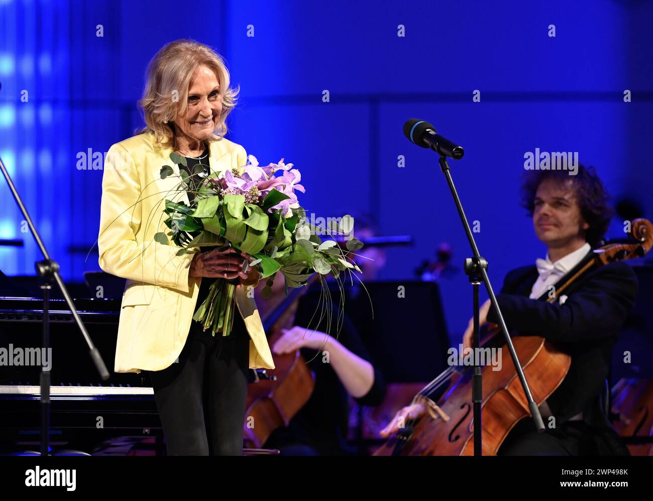 Zlin, Czech Republic. 05th Mar, 2024. The Zlin Bohuslav Martinu Philharmonic Orchestra has prepared a concert in honour of architect and Zlin native Eva Jiricna (photo) on the occasion of her 85th birthday and naming of hall of the Zlin Congress Centre take place in Zlin, on March 5, 2024. Jiricna is author of the centre and other buildings in Zlin. Credit: Dalibor Gluck/CTK Photo/Alamy Live News Stock Photo