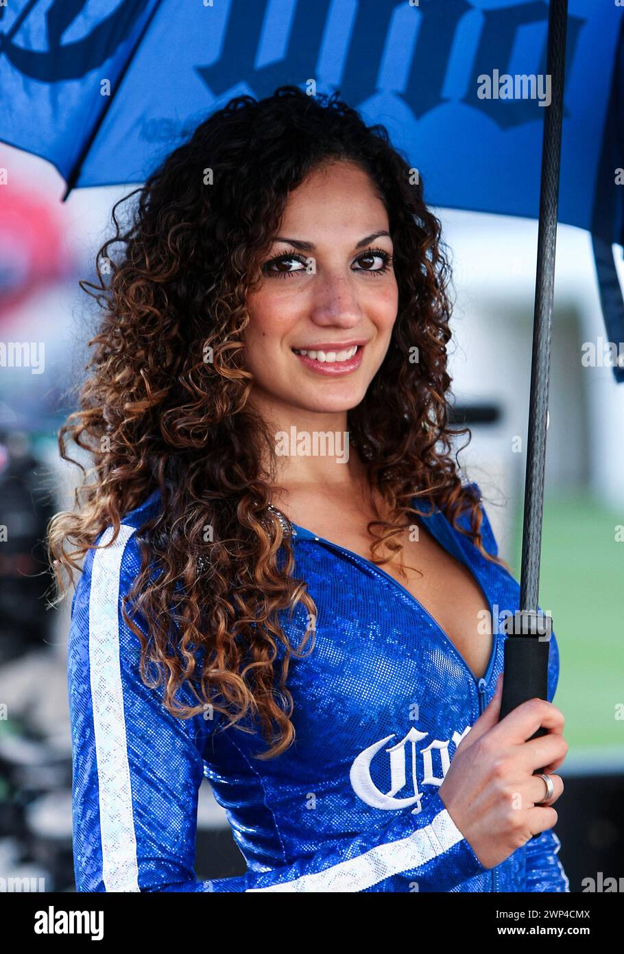 MEXICO CITY, MEXICO - AUGUST 15, 2012:  Corona Beer girl before the international friendly match between the USA and Mexico at Azteca Stadium, in Mexi Stock Photo