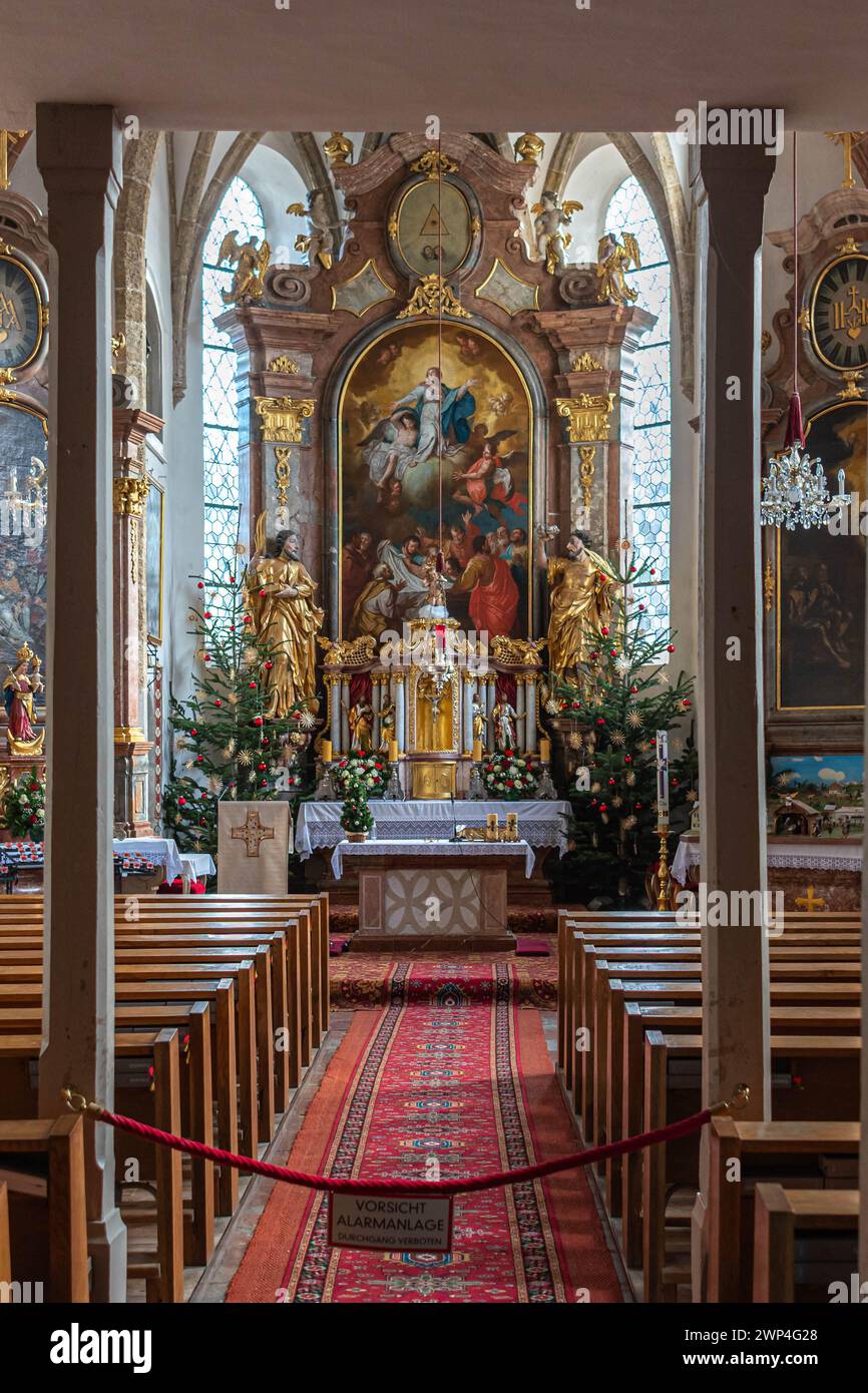 Parish Church (Pfarrkirche) of Zell am Moos, a municipality in the district of Vöcklabruck in the Austrian state of Upper Austria. Stock Photo