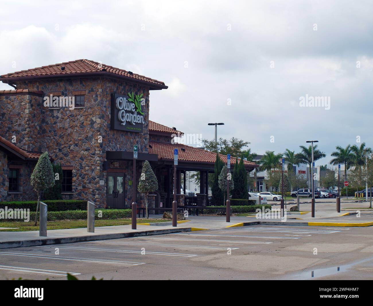 Miami, Florida, United States - February 24, 2024: Olive Garden restaurant in a mall of West Kendall. Stock Photo