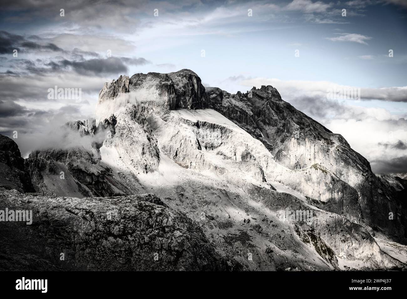 Raetikon mountains with cloudy sky, Tschagguns, Raetikon, Montafon, Vorarlberg, Austria Stock Photo