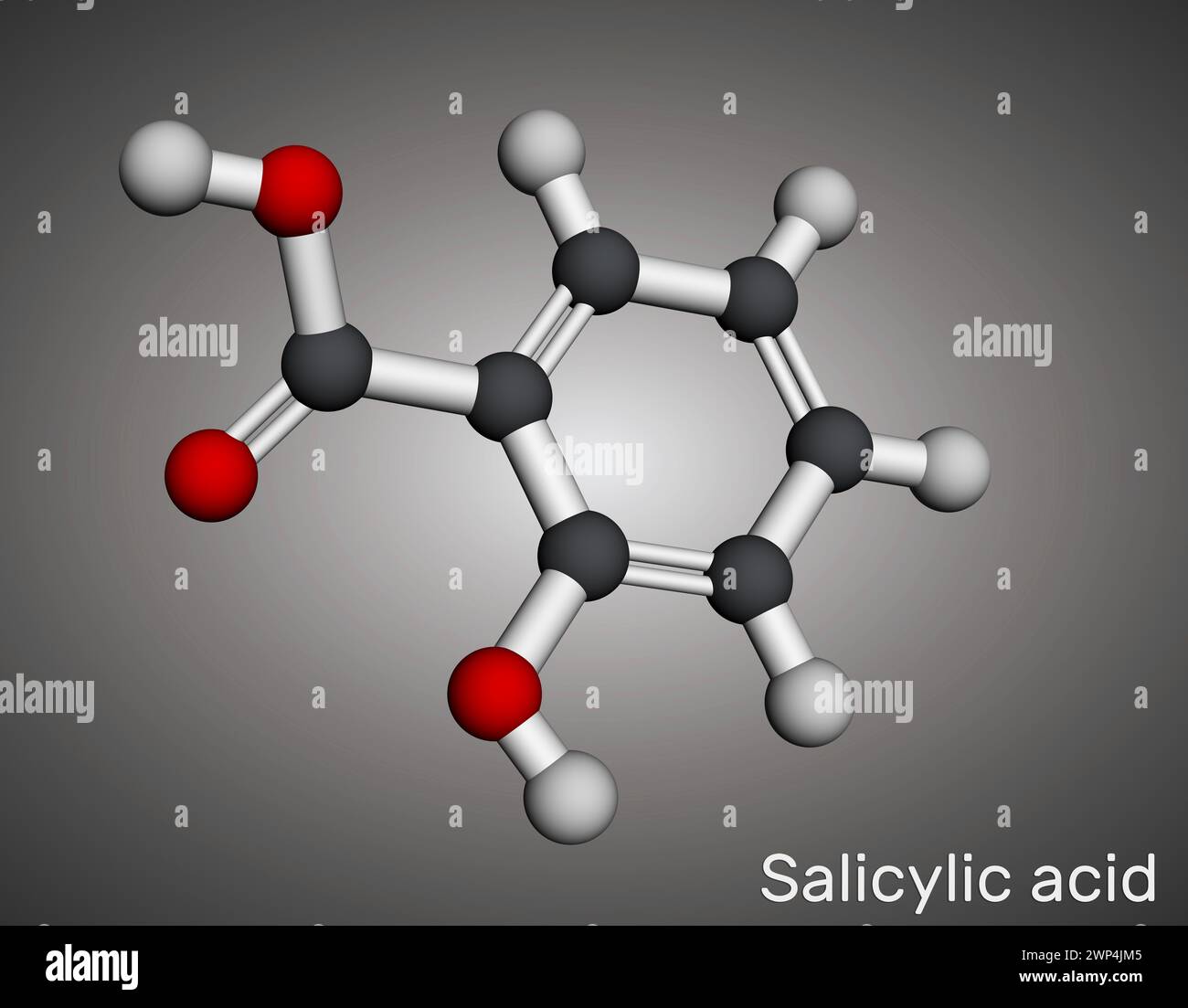 Salicylic acid molecule. It is used in the production of ...