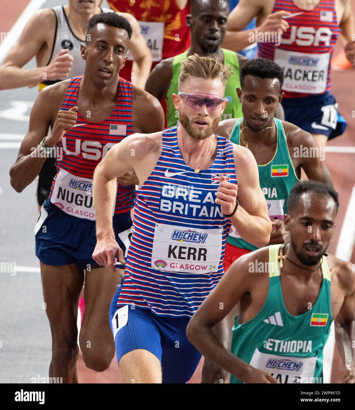Josh Kerr competing in the 3000m men’s final at the World Athletics