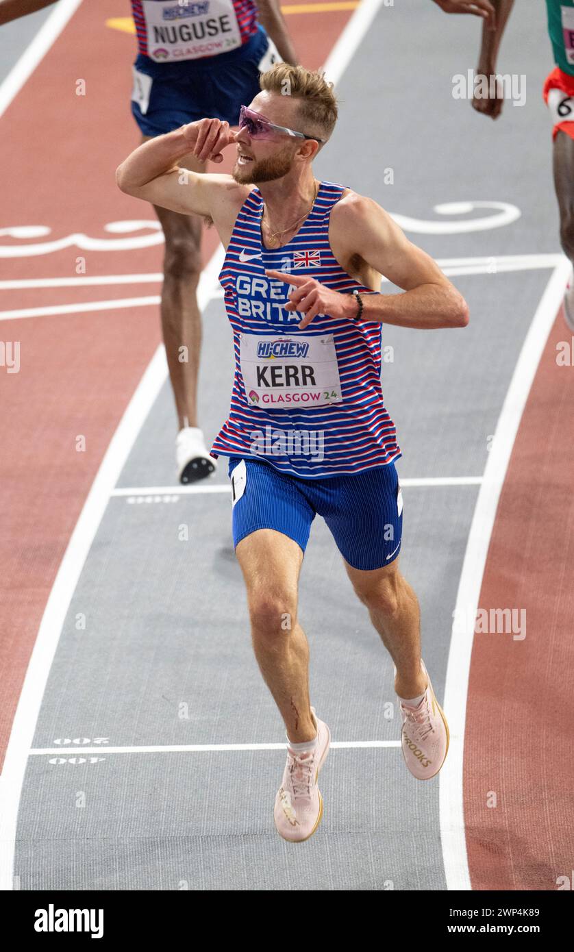 Josh Kerr celebrate’s after winning the 3000m men’s final at the World