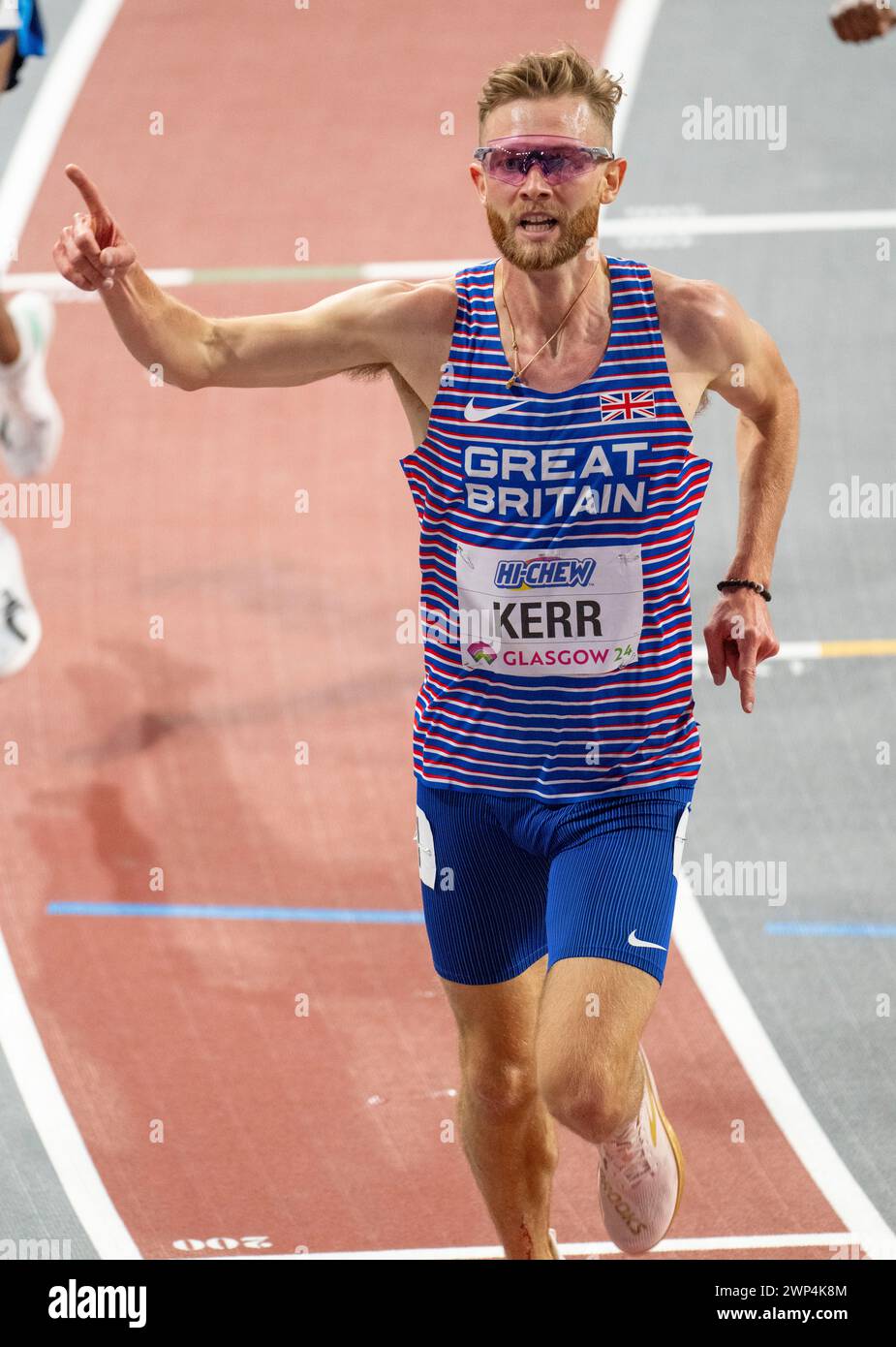 Josh Kerr celebrate’s after winning the 3000m men’s final at the World