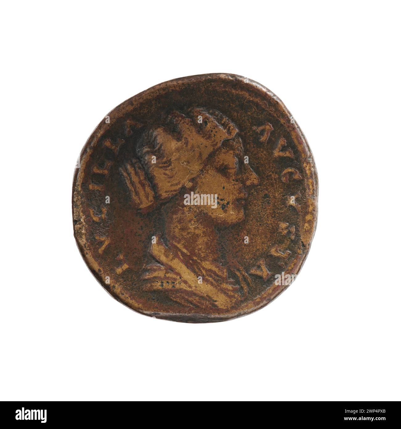 sesterce; Lucius Werus (130-169; Roman emperor 161-169), Lucylla (149-182; Roman Empress 164-169); 164-169 (164-00-00-169-00-00); Stock Photo