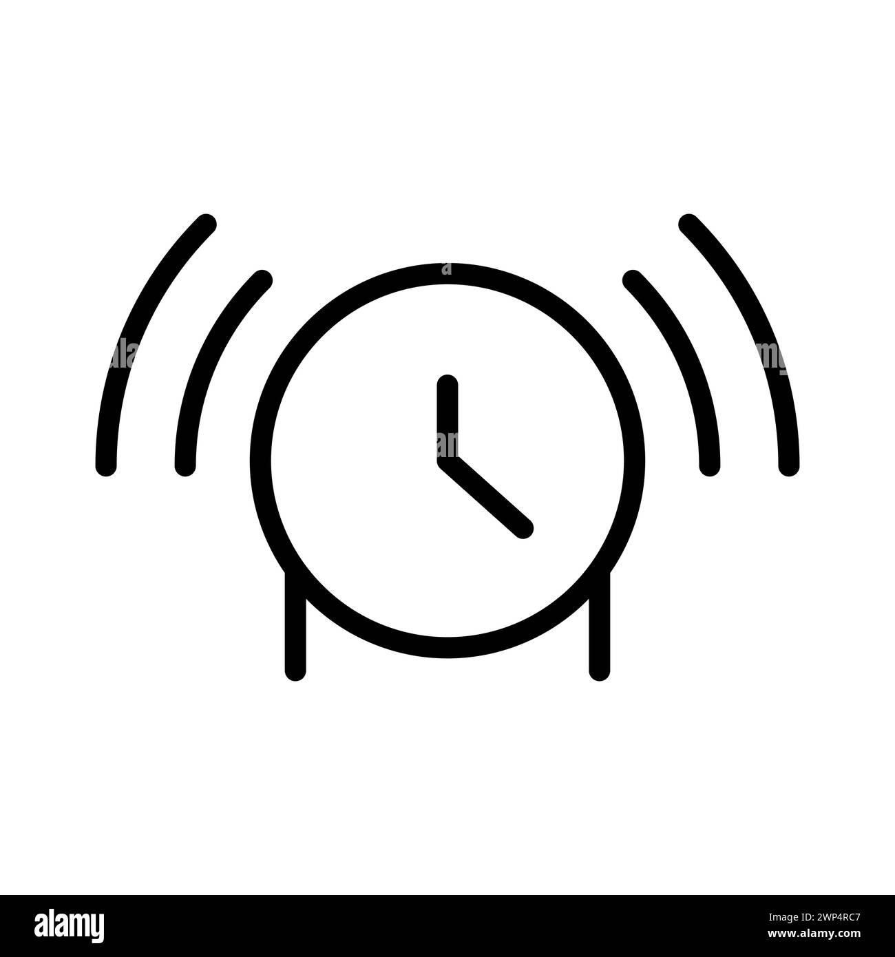 Vector black line icon alarm clock isolated on white background Stock ...