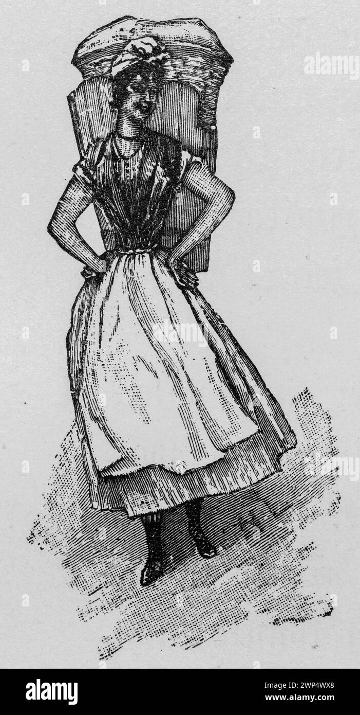 Viennese laundry needle, Vienna, portrait, young woman, laundry basket