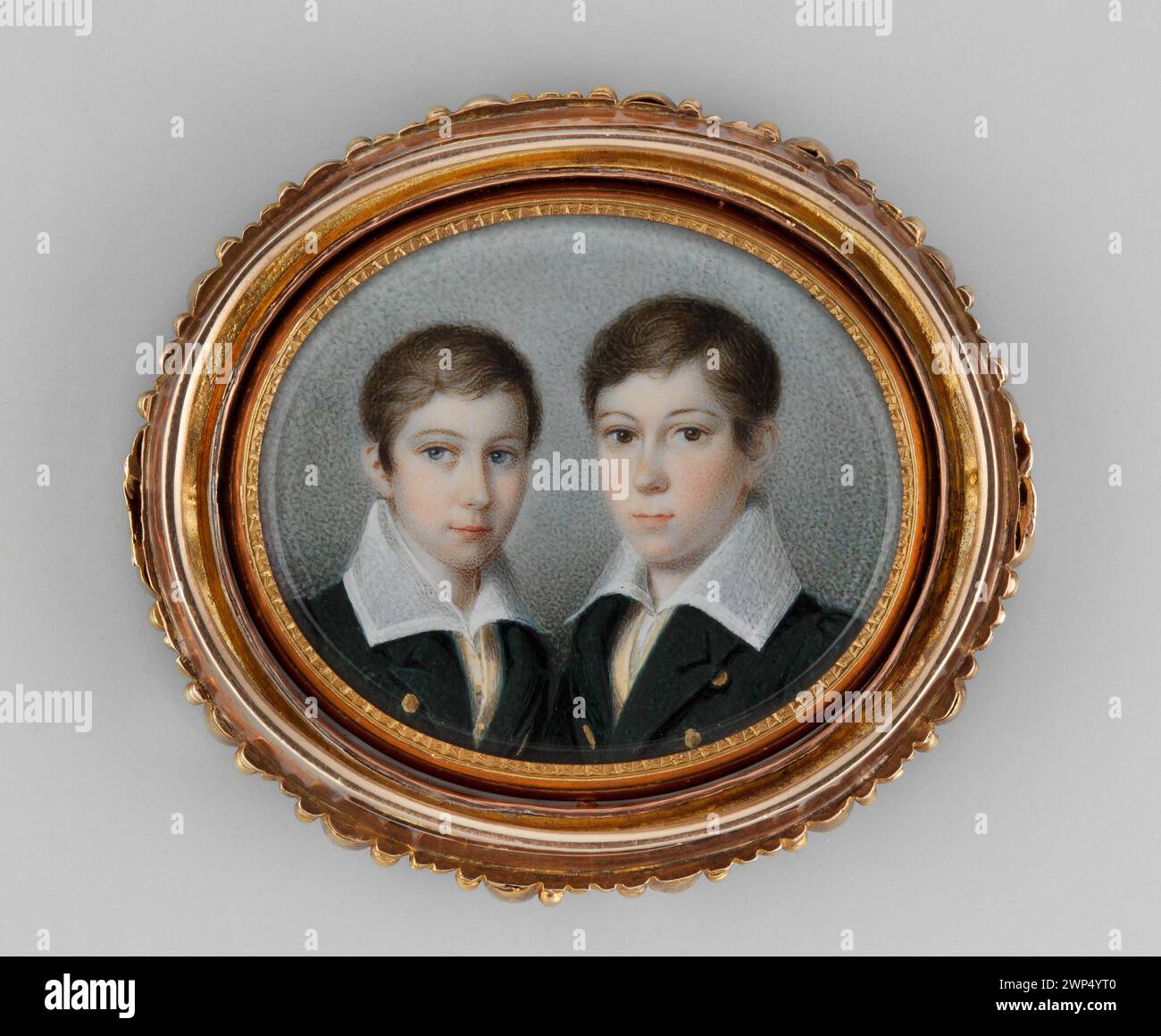 a) Ernest I. Anton Karl Ludwig von Sachsen-Coburg-Goth (1784-1844) b) Ernest II (1818-1893) with his brother Albert;  1830 (1830-00-00-1830-00-00);Hesja (Germany), Hessen und Bei Rhein, Ernst Ludwig (Grossherzog - 1868-1937) - collections, boys, foreign miniatures, men, portraits, men's portraits, siblings, family, rulers Stock Photo